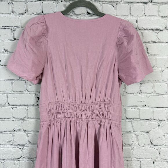 Anthropologie Somerset Pink Linen Blend Smocked Maxi Dress Womens Size XS - Picture 12 of 15